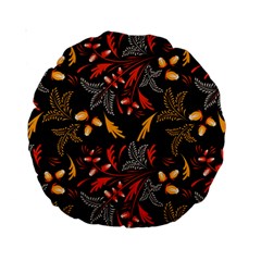 Folk Floral Pattern  Abstract Flowers Surface Design  Seamless Pattern Standard 15  Premium Round Cushions by Eskimos