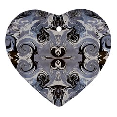 Grey Layers Marbling Ornament (heart) by kaleidomarblingart