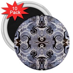 Grey Layers Marbling 3  Magnets (10 Pack)  by kaleidomarblingart