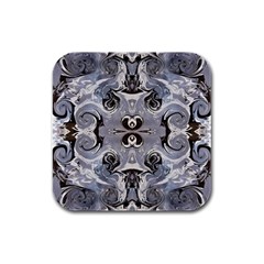 Grey Layers Marbling Rubber Square Coaster (4 Pack)  by kaleidomarblingart