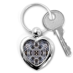 Grey Layers Marbling Key Chain (heart) by kaleidomarblingart