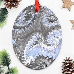 Celeste Grey Module Oval Filigree Ornament (two Sides) by kaleidomarblingart