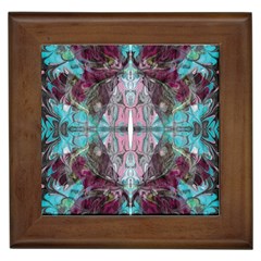 Marbling Symmetry Framed Tile by kaleidomarblingart