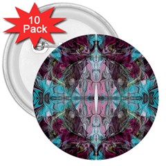 Marbling Symmetry 3  Buttons (10 Pack)  by kaleidomarblingart