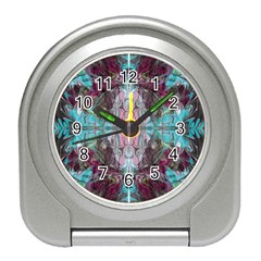 Marbling Symmetry Travel Alarm Clock by kaleidomarblingart