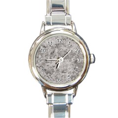 Silver Abstract Grunge Texture Print Round Italian Charm Watch by dflcprintsclothing