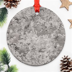 Silver Abstract Grunge Texture Print Ornament (round)