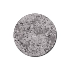 Silver Abstract Grunge Texture Print Rubber Round Coaster (4 Pack)  by dflcprintsclothing