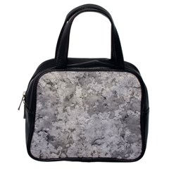 Silver Abstract Grunge Texture Print Classic Handbag (one Side)