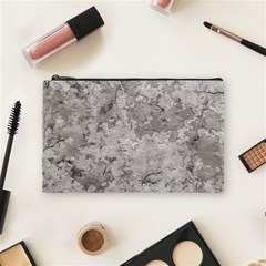 Silver Abstract Grunge Texture Print Cosmetic Bag (medium)