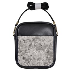 Silver Abstract Grunge Texture Print Girls Sling Bag by dflcprintsclothing