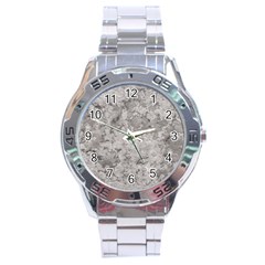 Silver Abstract Grunge Texture Print Stainless Steel Analogue Watch