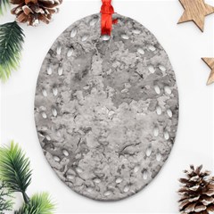 Silver Abstract Grunge Texture Print Ornament (oval Filigree) by dflcprintsclothing