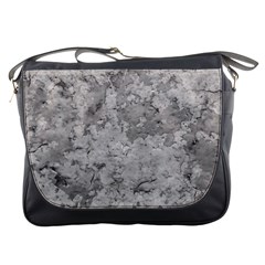 Silver Abstract Grunge Texture Print Messenger Bag by dflcprintsclothing