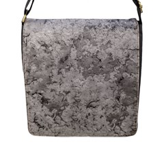 Silver Abstract Grunge Texture Print Flap Closure Messenger Bag (l) by dflcprintsclothing