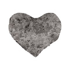 Silver Abstract Grunge Texture Print Standard 16  Premium Flano Heart Shape Cushions by dflcprintsclothing