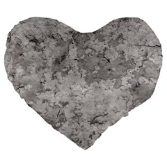 Silver Abstract Grunge Texture Print Large 19  Premium Flano Heart Shape Cushions by dflcprintsclothing