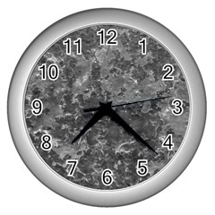 Dark Grey Abstract Grunge Texture Print Wall Clock (silver) by dflcprintsclothing