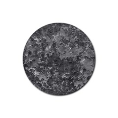 Dark Grey Abstract Grunge Texture Print Rubber Coaster (round)  by dflcprintsclothing