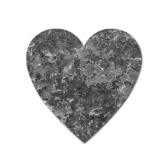 Dark Grey Abstract Grunge Texture Print Heart Magnet by dflcprintsclothing