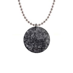 Dark Grey Abstract Grunge Texture Print 1  Button Necklace by dflcprintsclothing