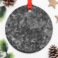 Dark Grey Abstract Grunge Texture Print Round Ornament (two Sides)