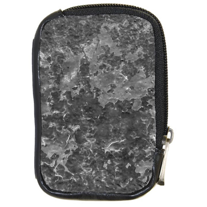 Dark Grey Abstract Grunge Texture Print Compact Camera Leather Case