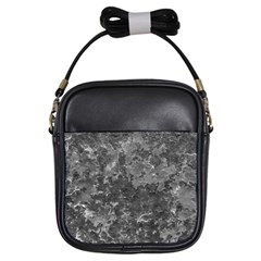 Dark Grey Abstract Grunge Texture Print Girls Sling Bag by dflcprintsclothing