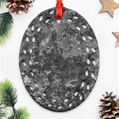 Dark Grey Abstract Grunge Texture Print Ornament (oval Filigree) by dflcprintsclothing