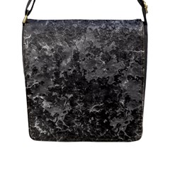 Dark Grey Abstract Grunge Texture Print Flap Closure Messenger Bag (l) by dflcprintsclothing