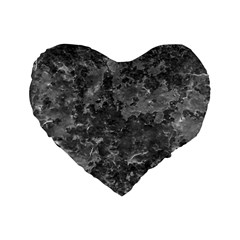 Dark Grey Abstract Grunge Texture Print Standard 16  Premium Flano Heart Shape Cushions by dflcprintsclothing