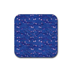 Branches With Peach Flowers Rubber Coaster (square)  by SychEva