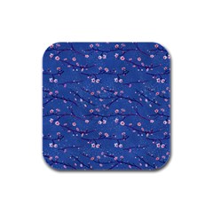 Branches With Peach Flowers Rubber Square Coaster (4 Pack)  by SychEva