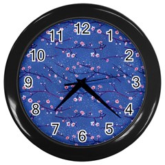 Branches With Peach Flowers Wall Clock (black) by SychEva