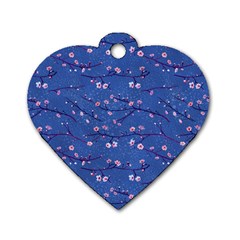 Branches With Peach Flowers Dog Tag Heart (one Side) by SychEva