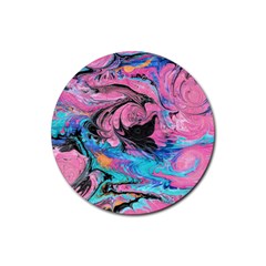 Marbling Abstract Rubber Coaster (round)  by kaleidomarblingart