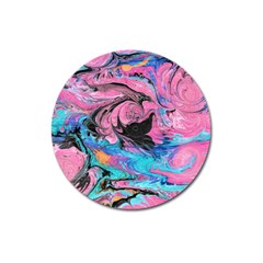 Marbling Abstract Magnet 3  (round) by kaleidomarblingart