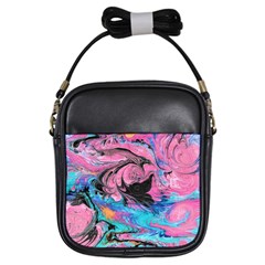 Marbling Abstract Girls Sling Bag by kaleidomarblingart