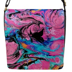 Marbling Abstract Flap Closure Messenger Bag (s) by kaleidomarblingart