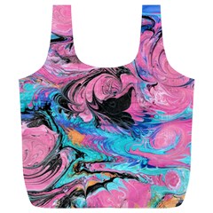 Marbling Abstract Full Print Recycle Bag (xl) by kaleidomarblingart