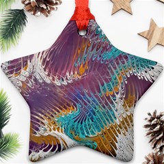 Painted Feathers Star Ornament (two Sides) by kaleidomarblingart