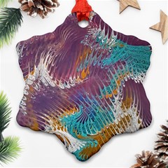 Painted Feathers Ornament (snowflake) by kaleidomarblingart