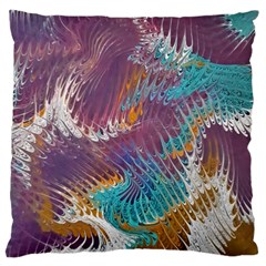 Painted Feathers Large Cushion Case (two Sides) by kaleidomarblingart