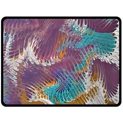 Painted Feathers Double Sided Fleece Blanket (large)  by kaleidomarblingart