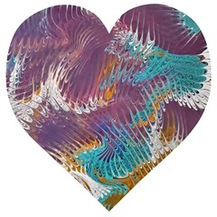 Painted Feathers Wooden Puzzle Heart by kaleidomarblingart