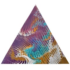 Painted Feathers Wooden Puzzle Triangle by kaleidomarblingart