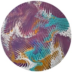 Painted Feathers Wooden Puzzle Round by kaleidomarblingart