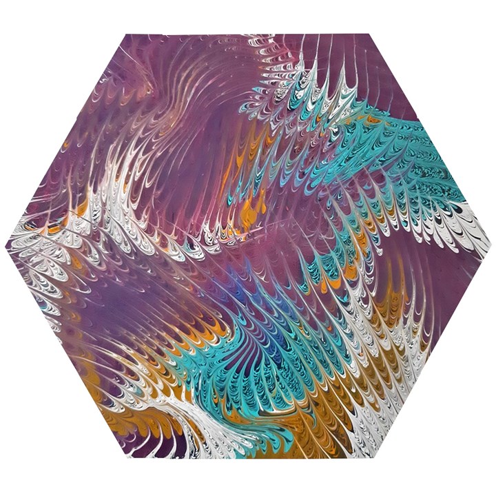 Painted feathers Wooden Puzzle Hexagon