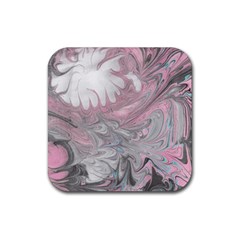 Painted Petals-marbling Rubber Coaster (square)  by kaleidomarblingart