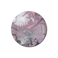 Painted Petals-marbling Rubber Coaster (round)  by kaleidomarblingart